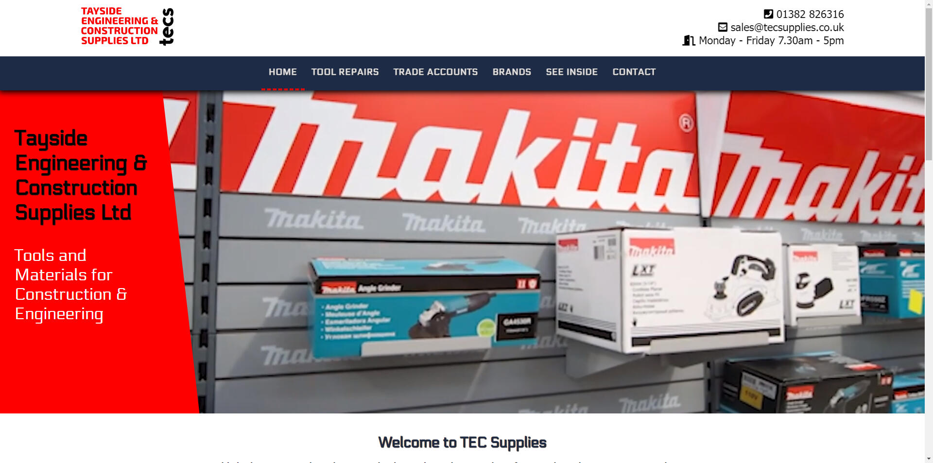 website designed for Tec Supplies