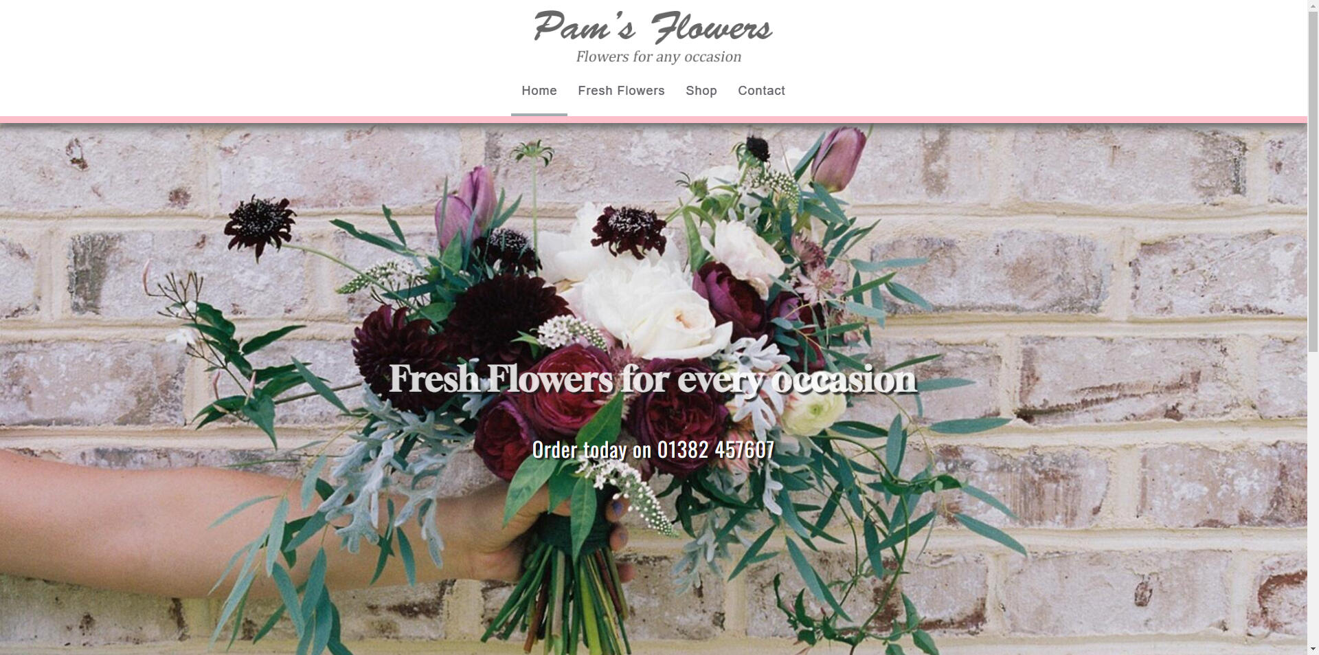 website designed for Pams Flowers