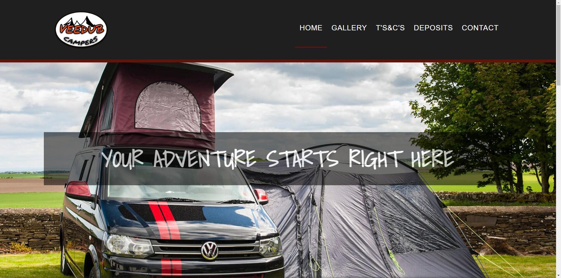 website designed for Veedub Campers