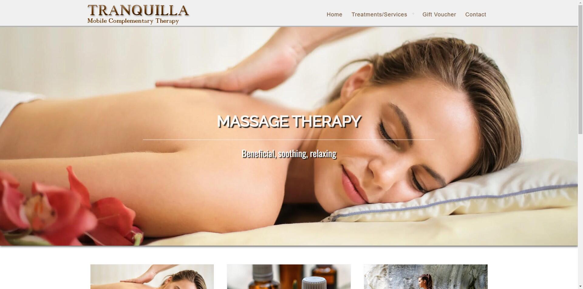 website designed for Tranquilla