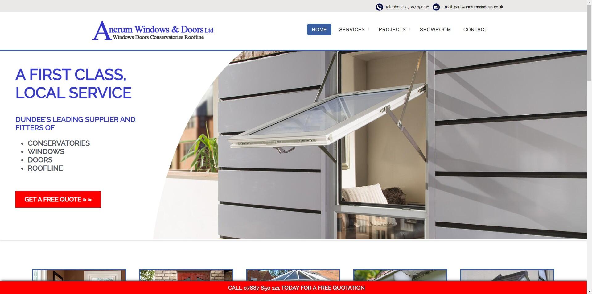 website designed for Ancrum Windows and Doors