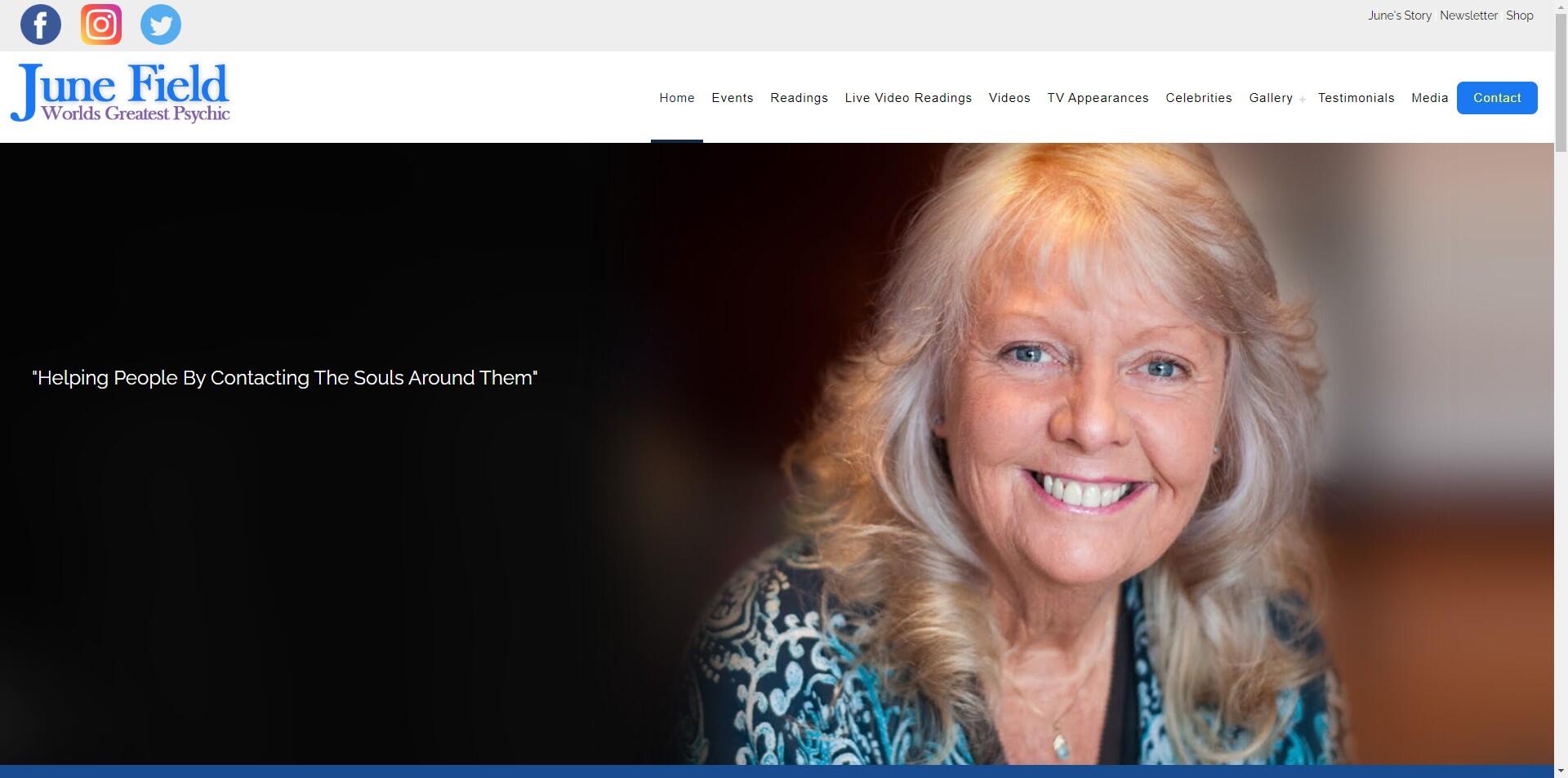 website designed for JUNE FIELD International Psychic Medium