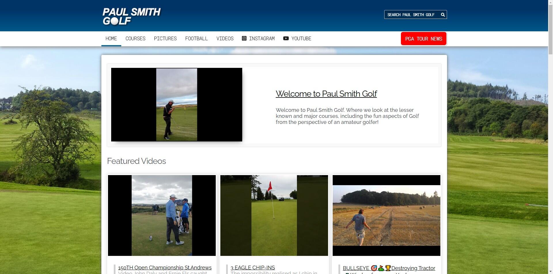 website designed for Paul Smith Golf