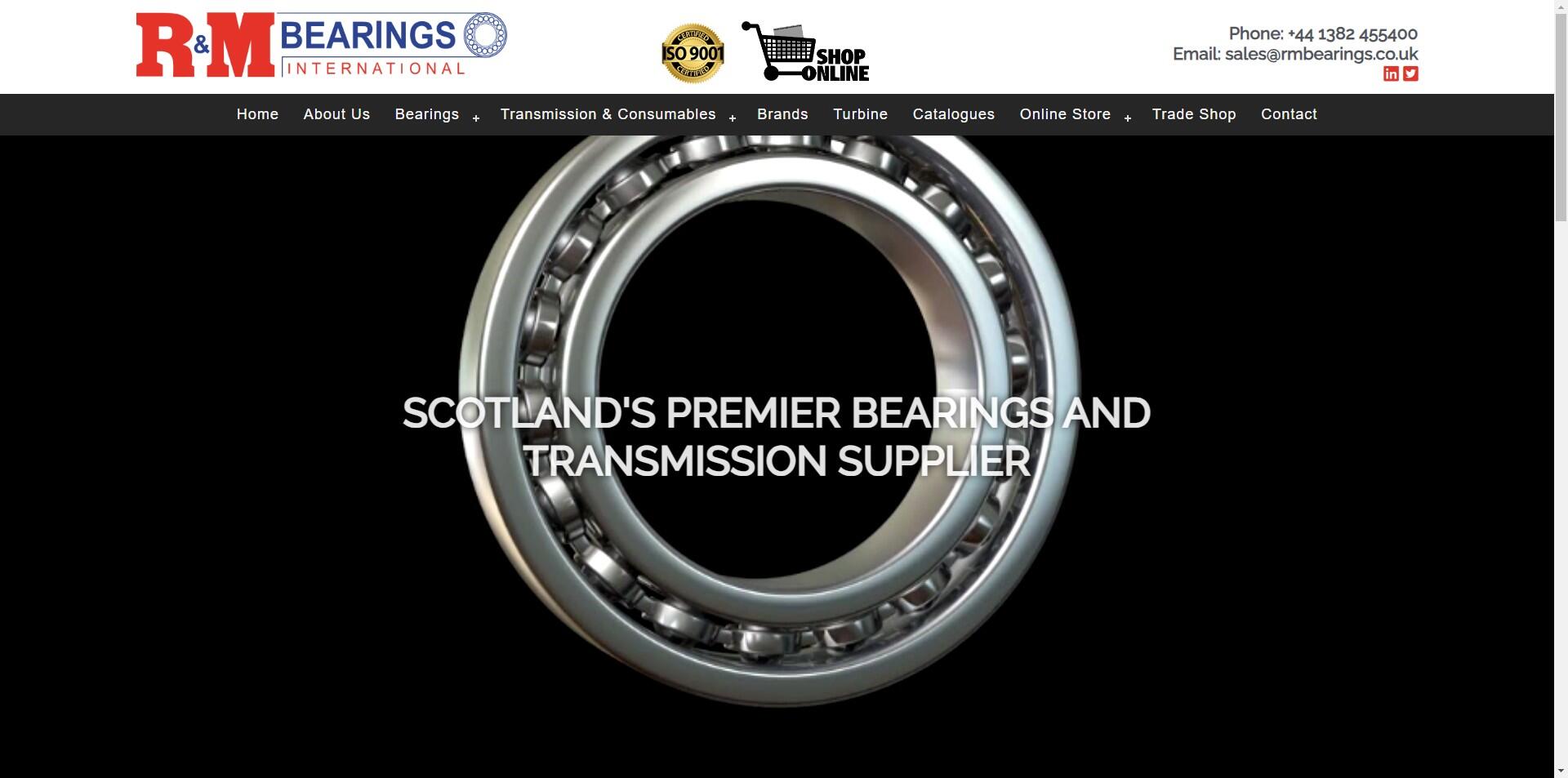 website designed for RM Bearings