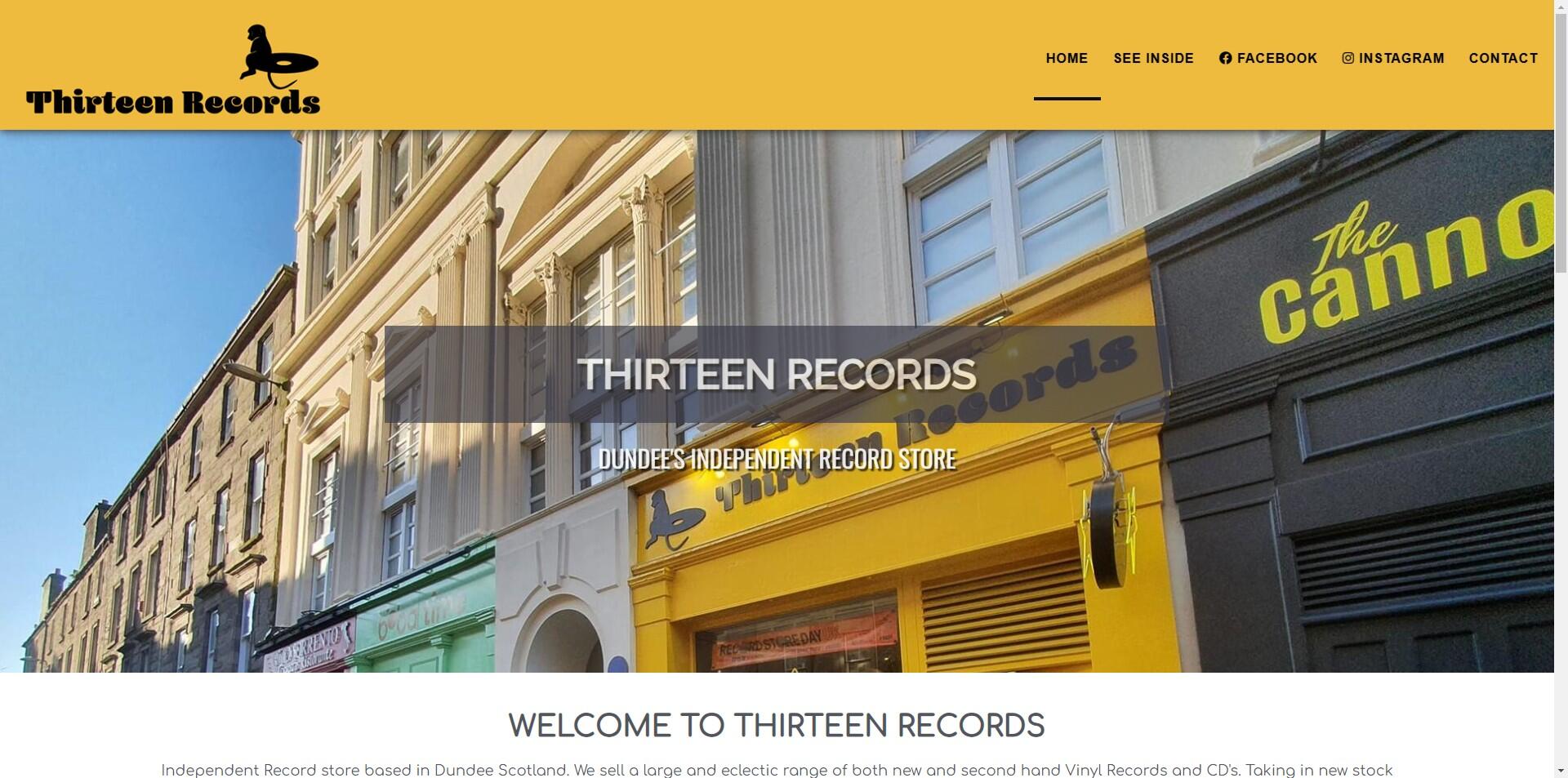 website designed for Thirteen Records